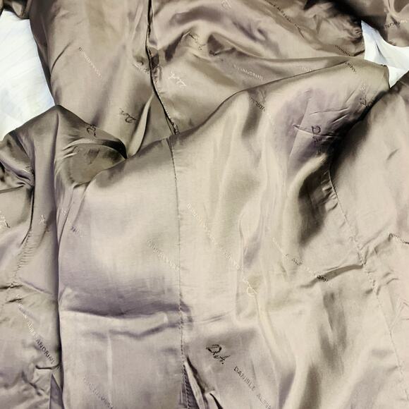 DANIELE ALESSANDRINI Size 38 Khaki Satin Double Breasted Belted Jacket - Picture 9 of 11